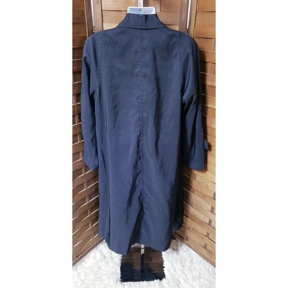 Dumas Mens Open Front Long Rain Coat Solid Black Pockets Size Extra Large XL - Picture 2 of 3
